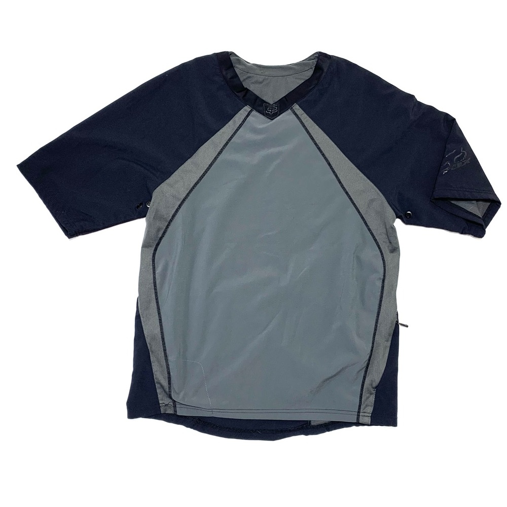Fox Racing Jersey Cycling V Neck Black Gray Shirt Mens M